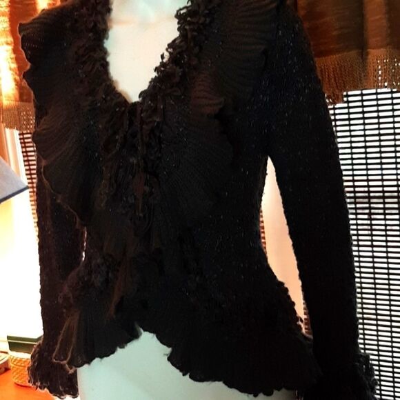 LISA GRAY‎ Womans  RuffleSweater XS - Picture 1 of 7